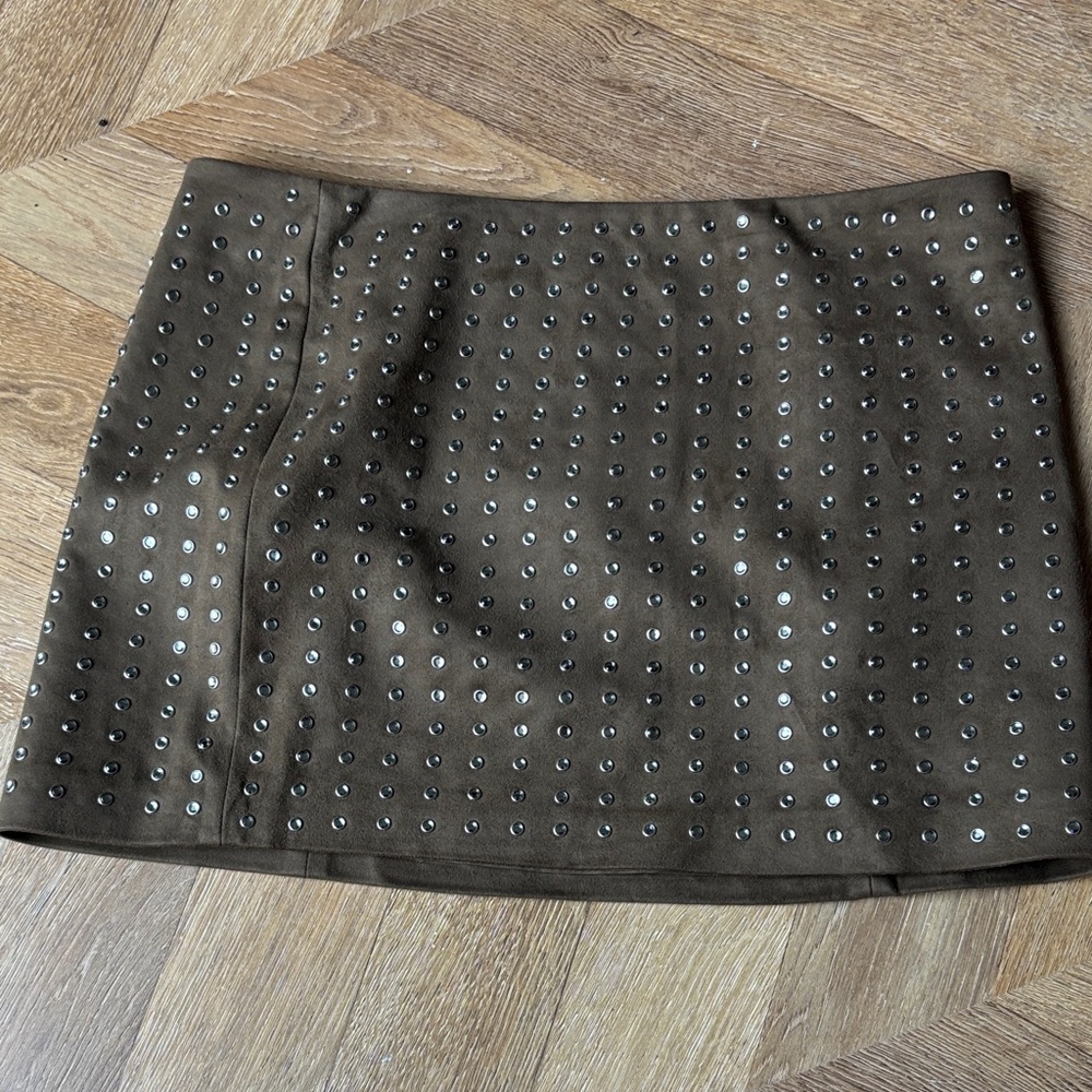 H&M Brown Studded Pencil Skirt